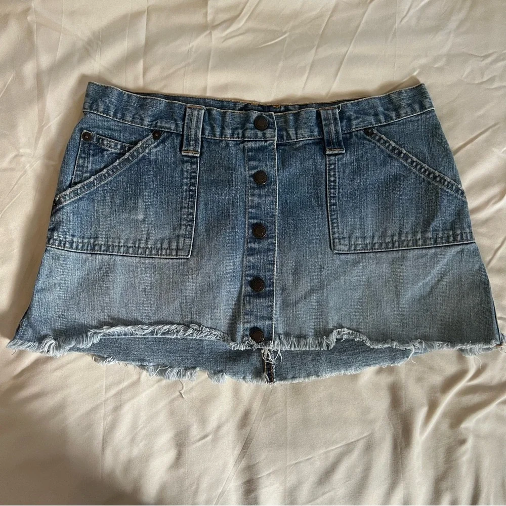 A&F Denim Button-Front Mini Skirt Size 2